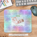 2026 Calendar One Photo Rainbow Glitter Mouse Pad