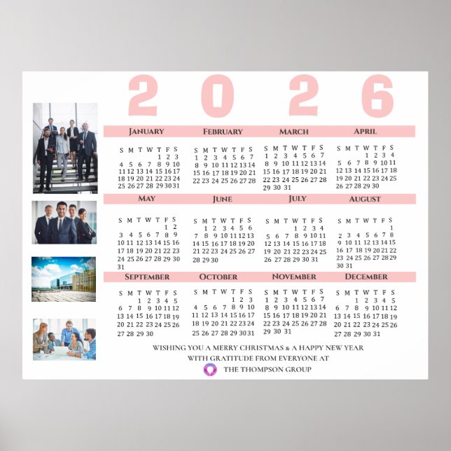 2026 Calendar Photo Christmas New Year Corporate Poster (Front)