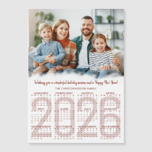 2026 Calendar Photo Custom Color Christmas Card