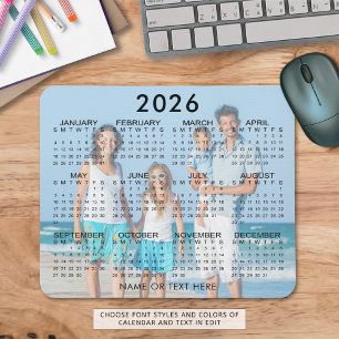 2026 Calendar Photo Overlay Custom Mouse Pad