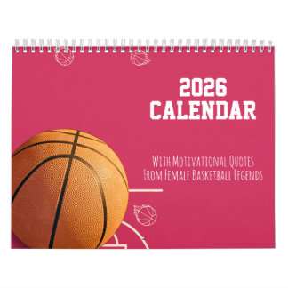 2026 Calendar Pink Basketball For Her Teen Girls