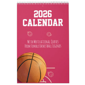 2026 Calendar Pink Basketball For Teen Girl Women