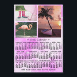 2026 Calendar Pink Watercolor Custom Photos Magnet<br><div class="desc">This 2026 year, 3-photo and custom text / personalized monthly calendar fridge magnet shows the days of the week for each month in classic, professional-looking black with a pink background that has a watercolor effect and abstract stars. This pretty, bold yearly calendar to help you conquer the new year. Always...</div>