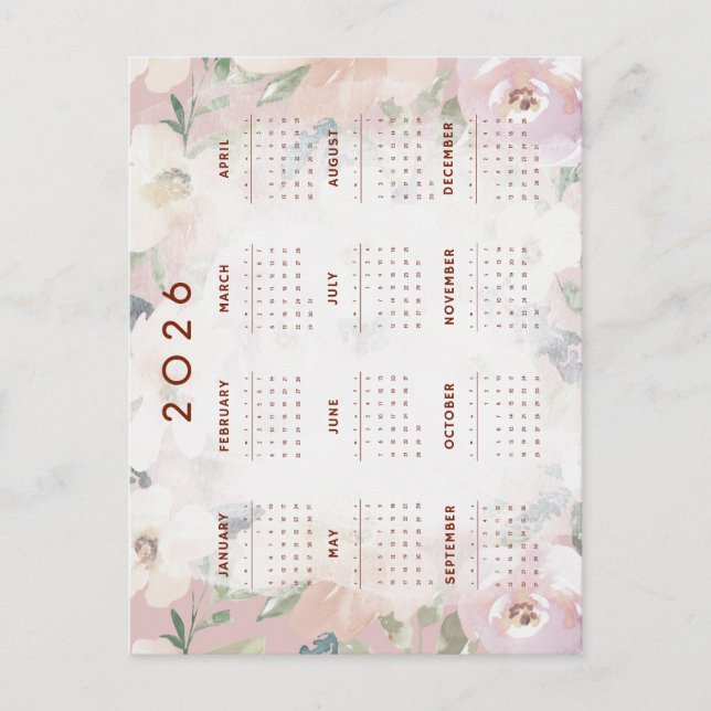2026 calendar  postcard (Front)