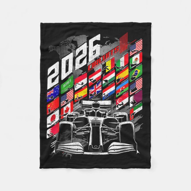 2026 Calendar Racing Circuit Schedule Places  Fleece Blanket (Front)