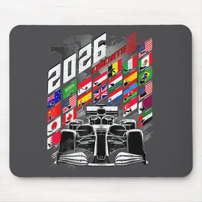 2026 Calendar Racing Circuit Schedule Places  Mouse Pad (Front)