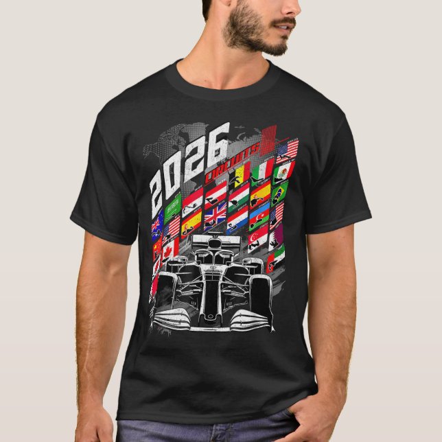 2026 Calendar Racing Circuit Schedule Places  T-Shirt (Front)