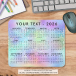 2026 Calendar Rainbow Glitter Mouse Pad