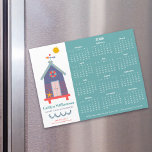 2026 Calendar Real Estate Agent Beach House Magnet<br><div class="desc">Present your best self to your clients and make sure they remember you year-round with this chic, elegant, 2026 calendar magnet card. A colorful navy blue and red, simple, playful, graphic beach house and bold turquoise, navy blue and red typography overlay a clean white background on left. A simple, modern...</div>