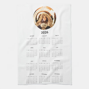 2026 Calendar Round Photo Kitchen Towel