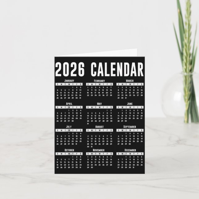 2026 Calendar Shirt 26 Calendar 2026  Card (Front)