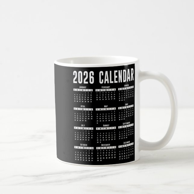 2026 Calendar Shirt 26 Calendar 2026  Coffee Mug (Right)
