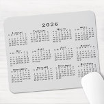 2026 Calendar Simple Gray and Black Mouse Pad<br><div class="desc">Simple, professional calendar mouse pad features a modern black 2026 calendar on a light gray background. If you'd like a different color background, tap "Edit Design" and select a background color in the sidebar. Then click "done" and "add to cart" to purchase your customized mouse pad. Copyright ©Claire E. Skinner....</div>