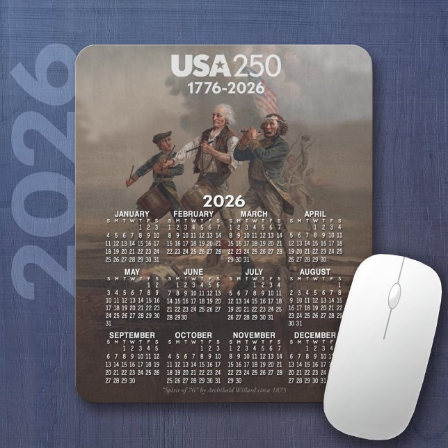 2026 Calendar - Spirit of 76 - America's 250th Mouse Pad (2026 Calendar on a Mousepad)