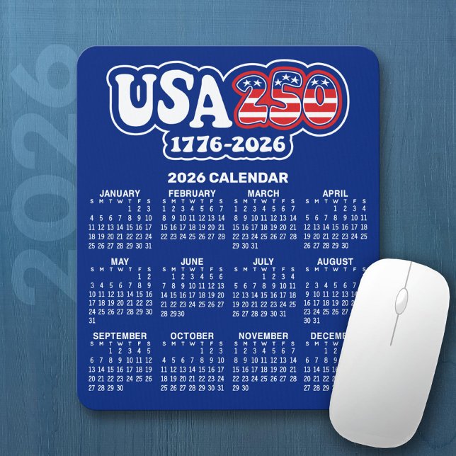 2026 Calendar - Spirit of 76 - America's USA 250 Mouse Pad (2026 Calendar on a Mousepad)