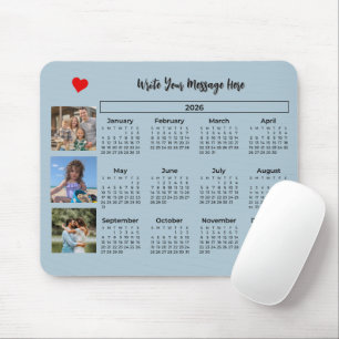 2026 Calendar Stylish Photo Collage Mouse Pad