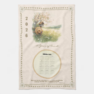 2026 Calendar Towel Christian Pastel Country Scene