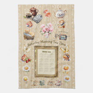 2026 Calendar Towel Saturday Morning Tea Time