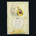 2026 Calendar Towel Yellow Goldfinch<br><div class="desc">2026 Calendar towel tea towel - Yellow gold finch decorative kitchen towel. Countryside scene and yellow damask pattern background. There is a matching mug.  Thanks for looking.

Matching mug:
https://www.zazzle.com/goldfinch_mug_bible_verse_be_not_afraid-256051884796345863

See another Goldfinch calendar towel:
https://www.zazzle.com/2026_calendar_towel_goldfinch_trust_in_the_lord-256917507288748233</div>