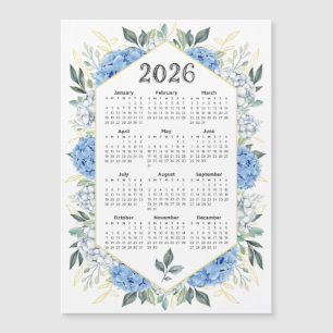 2026 Calendar Watercolor Blue Botanical Greenery