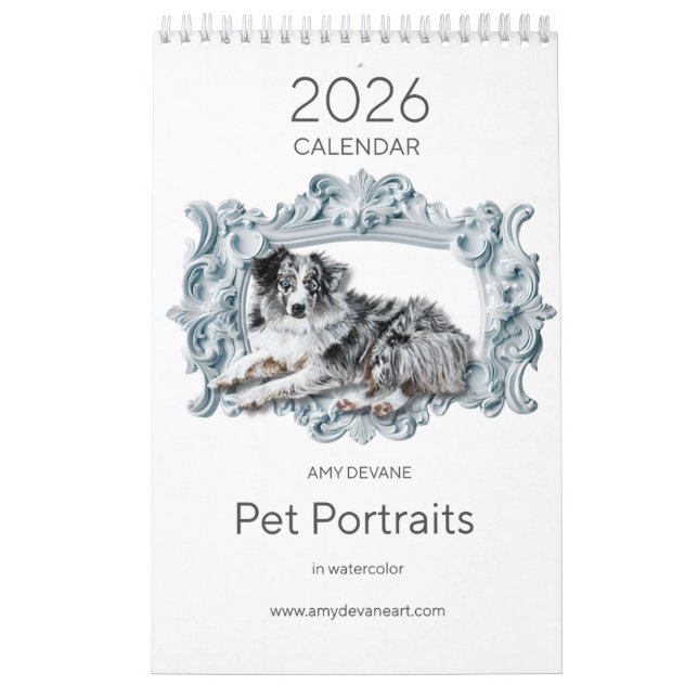 2026 Calendar Watercolor Pet Portraits by Amy DeVa (Cover)