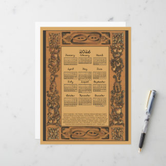 2026 Calendar Windsor Castle Inspired Wood Fabric