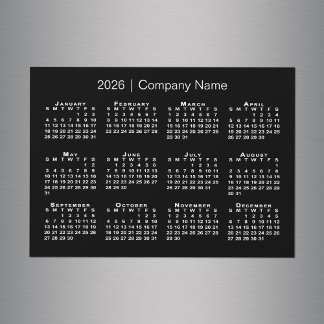 2026 Calendar with Company Name Black Magnet