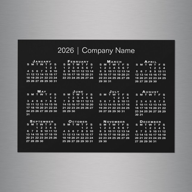 2026 Calendar with Company Name Black Magnet (2026 Calendar with Company Name Black Magnet in situ)