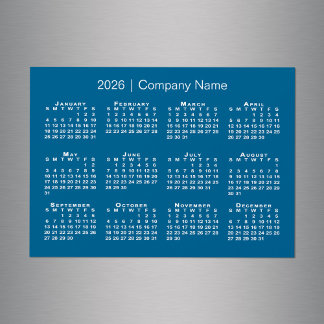 2026 Calendar with Company Name Blue Magnet
