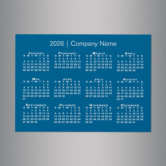 2026 Calendar with Company Name Blue Magnet (2026 Calendar with Company Name Blue Magnet in situ)