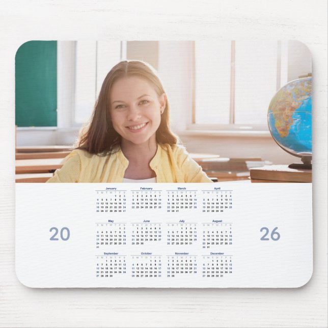 2026 Calendar with Custom Photo  Mouse Pad (Front)