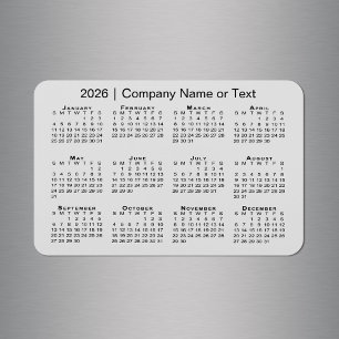 2026 Calendar with Custom Text Grey Magnet
