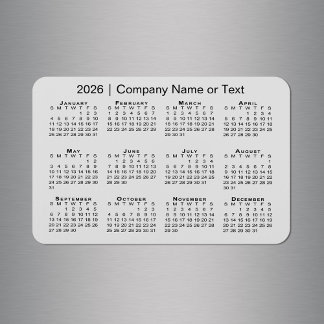 2026 Calendar with Custom Text Grey Magnet