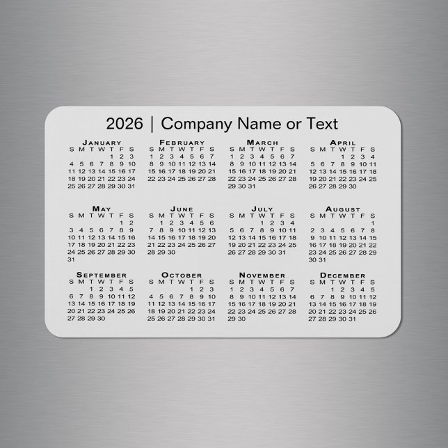2026 Calendar with Custom Text Grey Magnet (2026 Calendar with Custom Text Grey Magnet in situ)