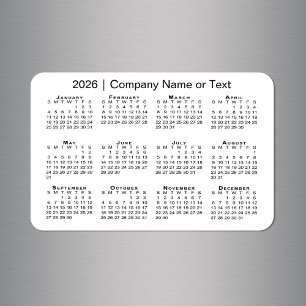 2026 Calendar with Custom Text White Magnet