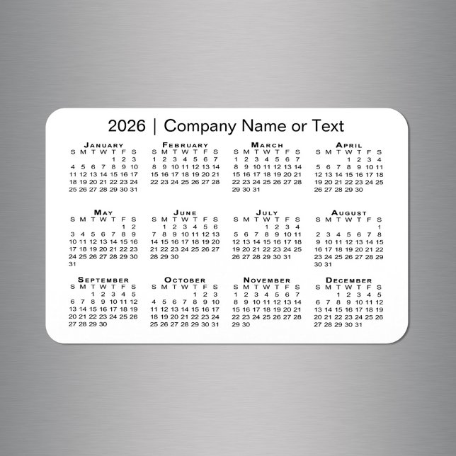 2026 Calendar with Custom Text White Magnet (2026 Calendar with Custom Text White Magnet in situ)