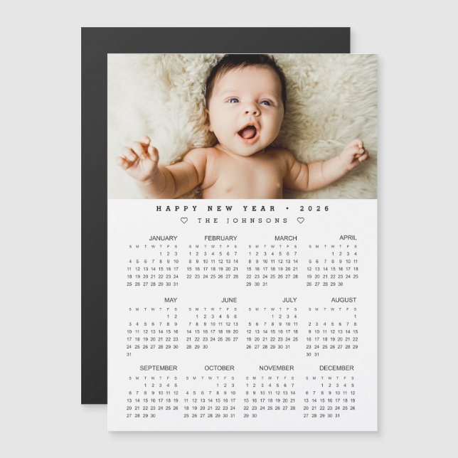 2026 Calendar with Photo - Full Year view magnetic (Front/Back)