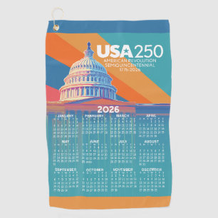 2026 Calendar with USA 250 Capital Dome America Golf Towel