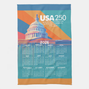 2026 Calendar with USA 250 Capital Dome America Kitchen Towel