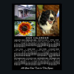 2026 Calendar Year Black Custom 3 Photos Monthly Poster<br><div class="desc">This 2026 year, 3-photo and custom text / personalized monthly calendar wall poster shows the days of the week for each month in classic, professional-looking white on a black background. This is a simple, bold yearly calendar poster to help you conquer the new year. Always know what date it is...</div>