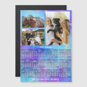 2026 Calendar Year Boho Watercolor 3 Custom Photo Magnetic Invitation