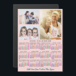 2026 Calendar Year Colorful Pink Custom 3 Photos Magnetic Invitation<br><div class="desc">This 2026 year, 3-photo and custom text / personalized monthly calendar magnet shows the days of the week for each month in bright colors. Each daily column is a different color, making it easier to read. Behind the rainbow of colors, the background is a light blush pink color - but...</div>