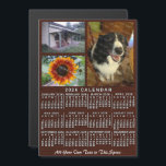 2026 Calendar Year Wood Grain Custom 3 Photos Magnetic Invitation<br><div class="desc">This 2026 year, 3-photo and custom text / personalized monthly calendar magnetic card shows the days of the week for each month in classic, professional-looking white on a brown wood grain background. This is a simple, bold yearly calendar to help you conquer the new year. Always know what date it...</div>