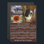2026 Calendar Year Wood Grain Custom 3 Photos Magnetic Invitation<br><div class="desc">This 2026 year, 3-photo and custom text / personalized monthly calendar magnetic card shows the days of the week for each month in classic, professional-looking white on a brown wood grain background. This is a simple, bold yearly calendar to help you conquer the new year. Always know what date it...</div>