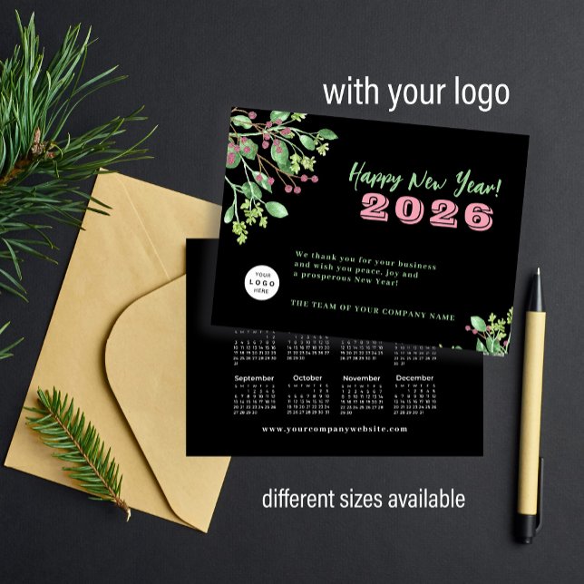 2026 calendar your logo business New Year holiday Note Card (Creator Uploaded)