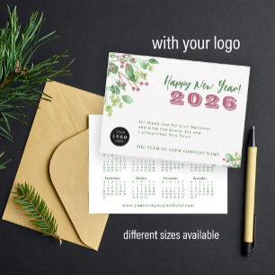 2026 calendar your logo business New Year holiday Note Card