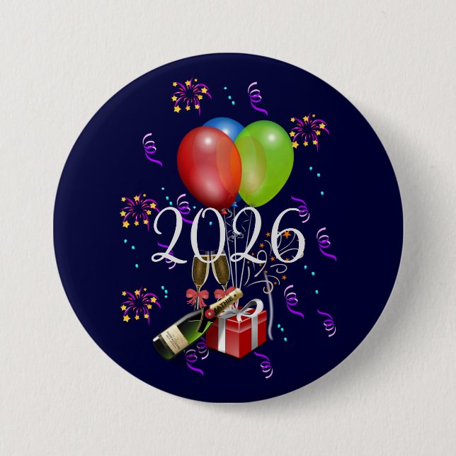 2026 Celebrate, time to party.  Button (Front)