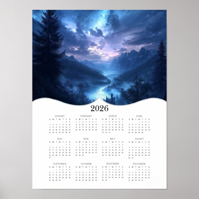 2026 Celestial Landscape Full Year Wall Calendar Poster (Front)