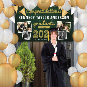 2026 Chalkboard Sketch 4 Photo Graduation Party Banner
