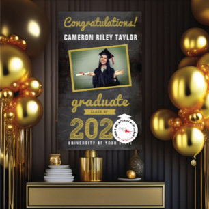2026 Chalkboard Sketch Photo Congrats Grad Party Banner